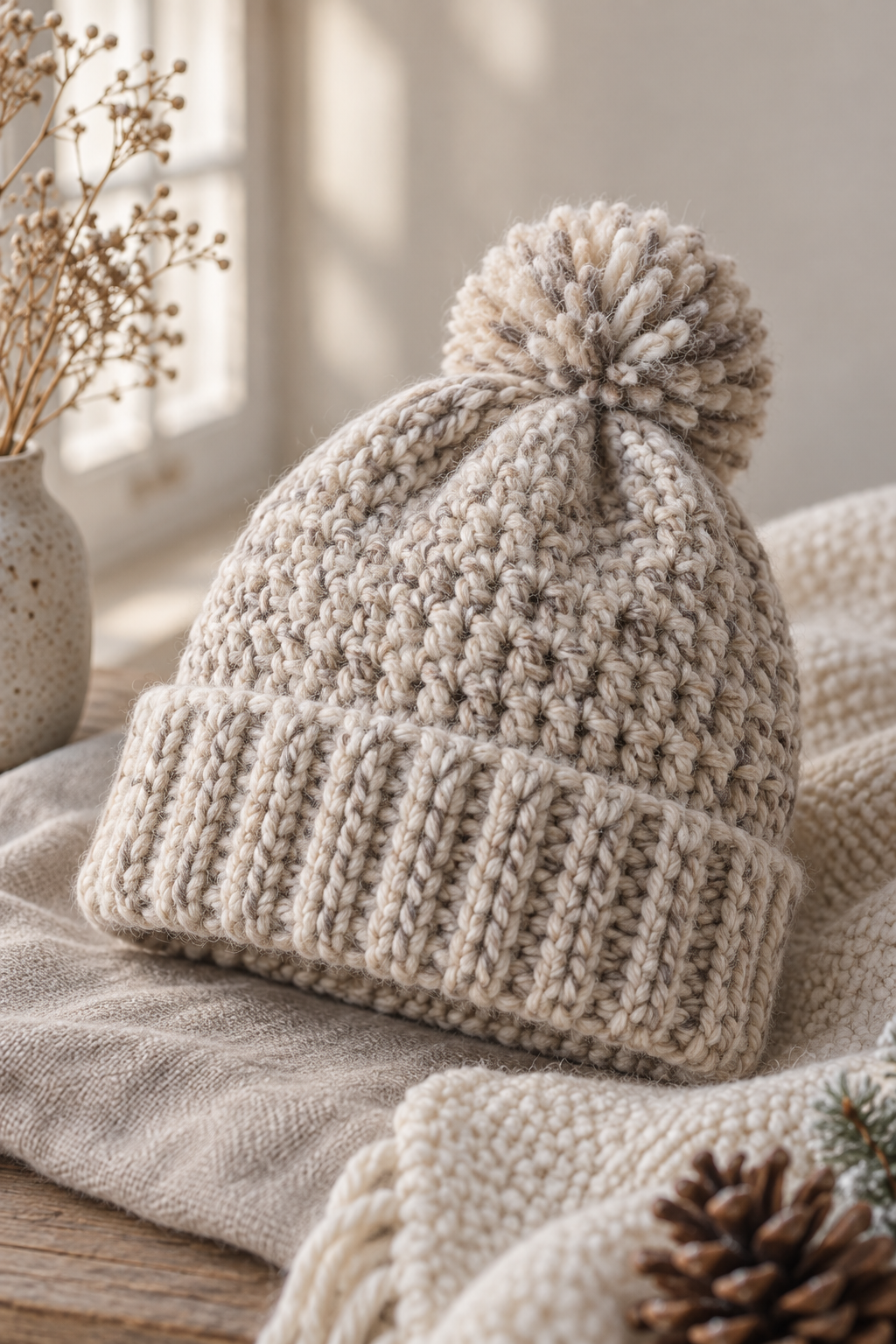 finished winter crochet hat