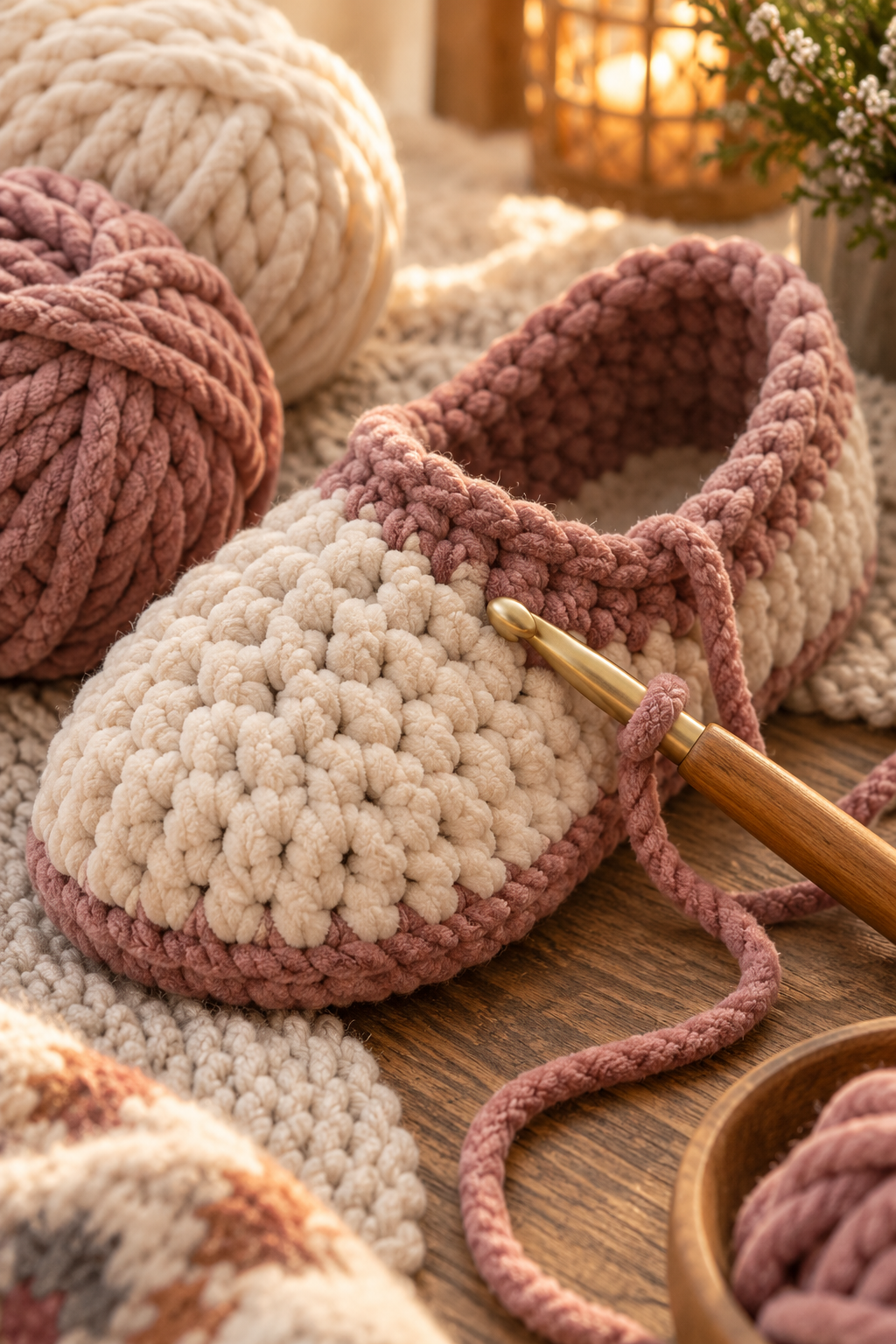 chunky crochet slipper pattern detail 1