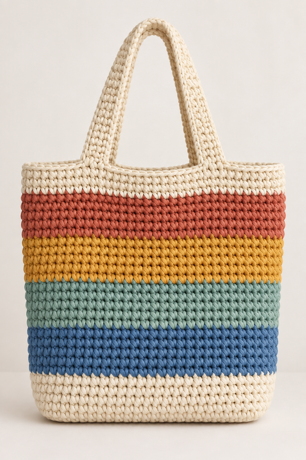Striped Crochet Tote crochet bag pattern detail