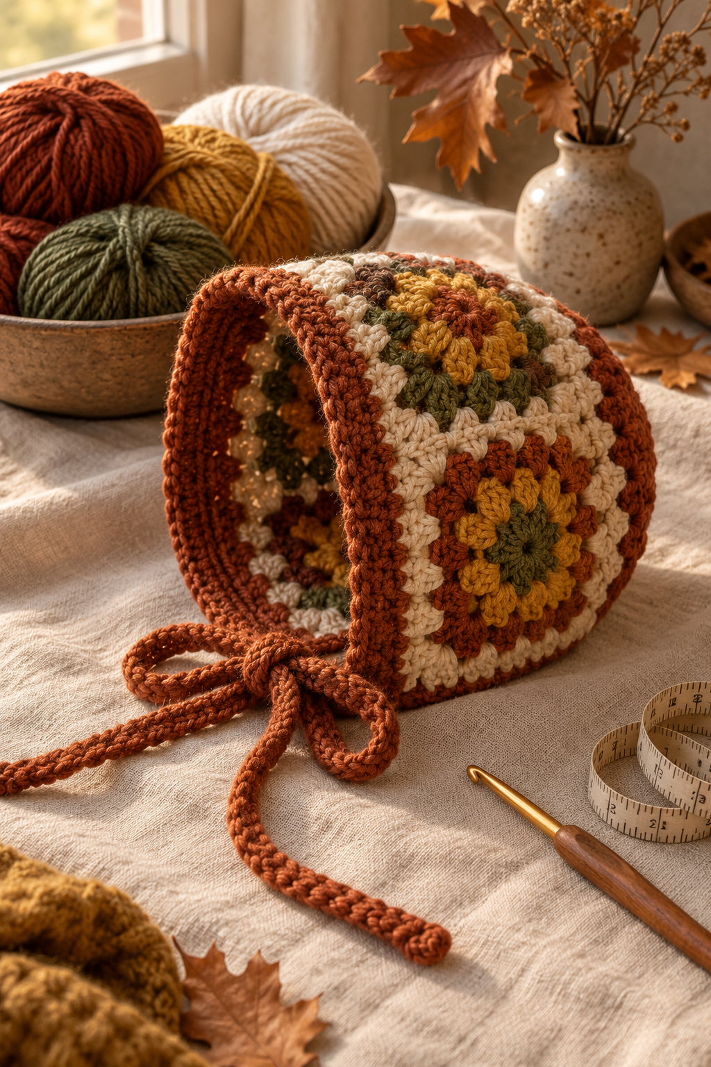 crochet bonnet idea 6: crochet textured fae bonnet hood
