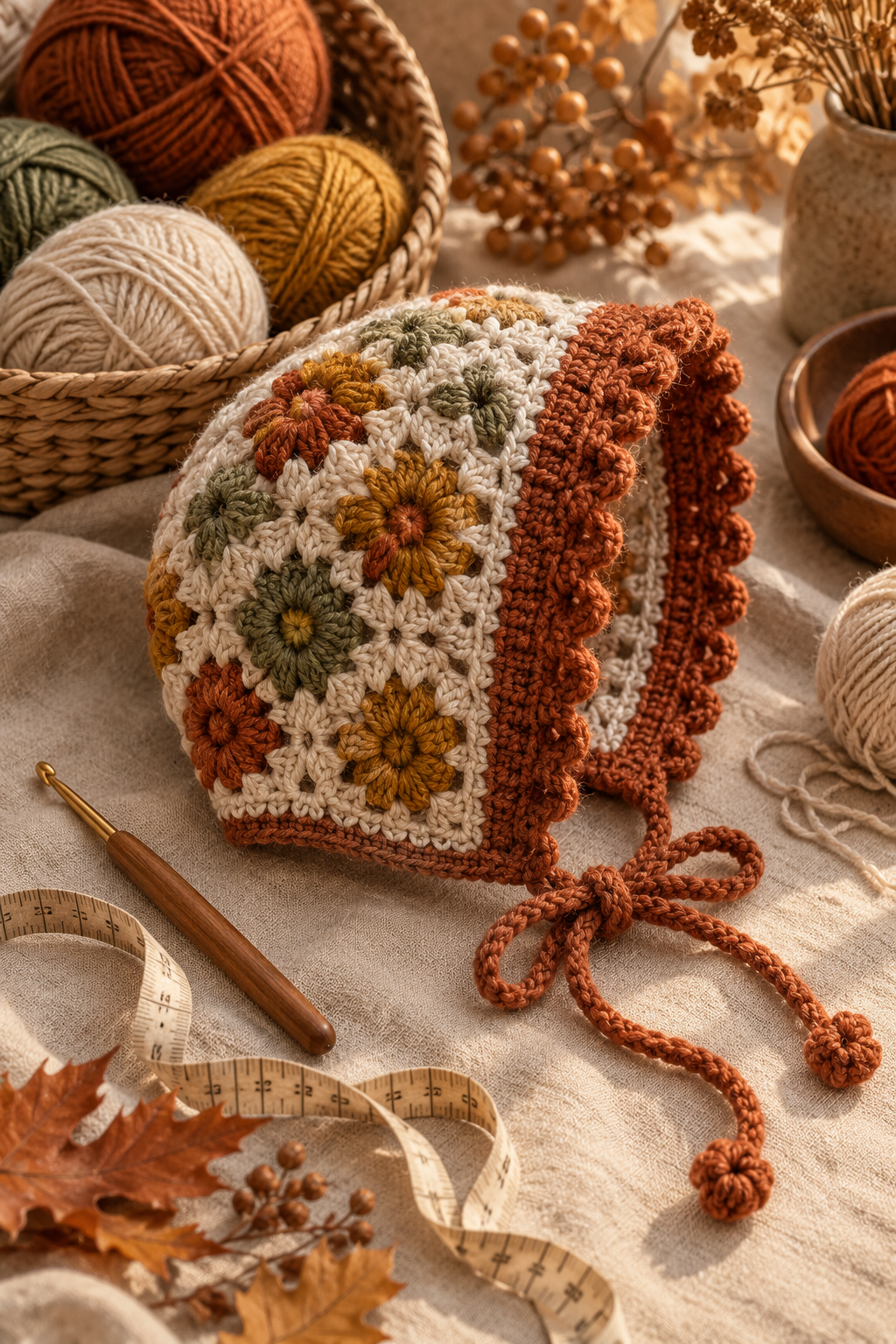 crochet bonnet idea 7: crochet chunky pointed pixie bonnet