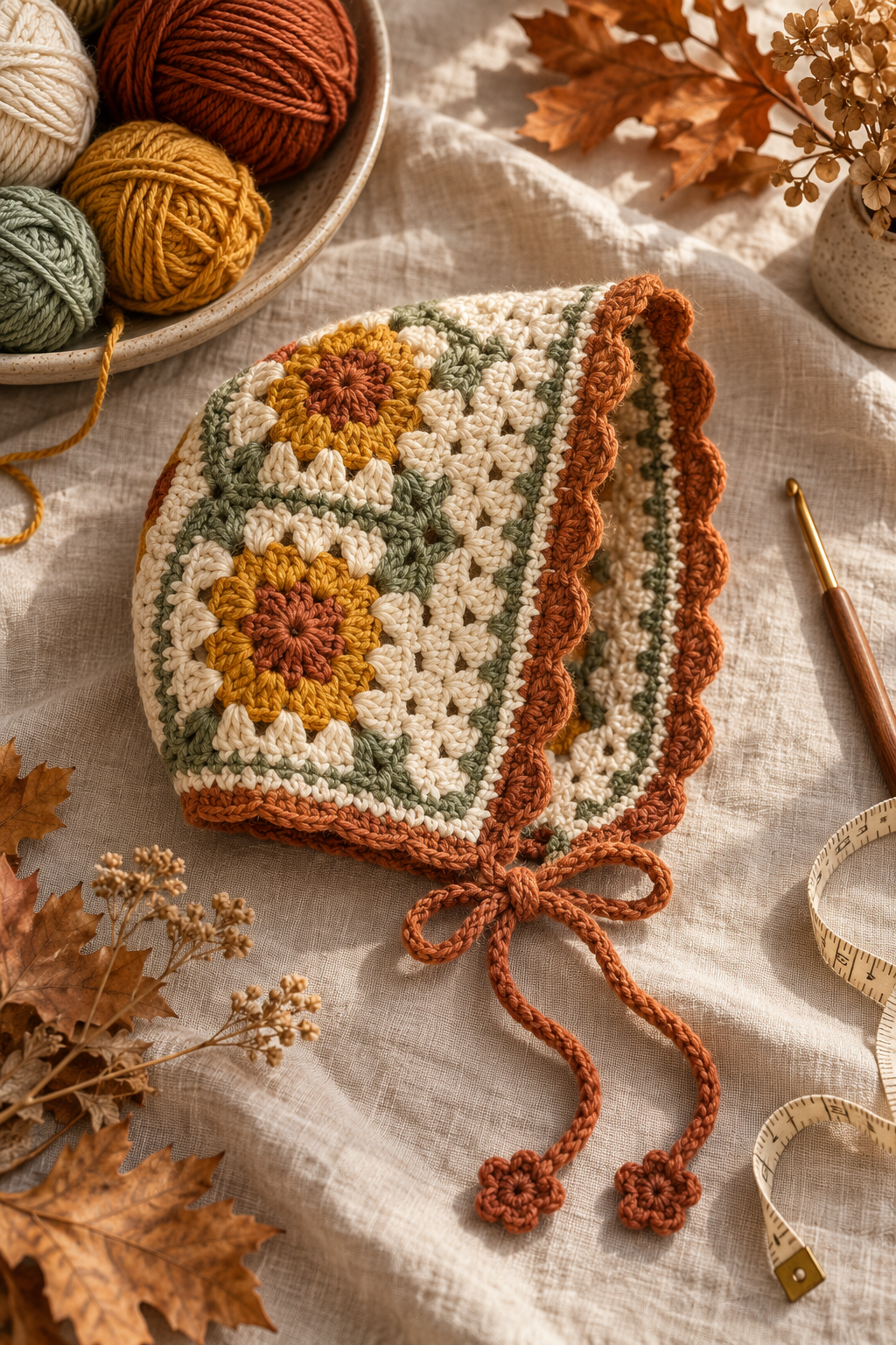crochet bonnet idea 8: crochet adjustable rectangle pixie bonnet