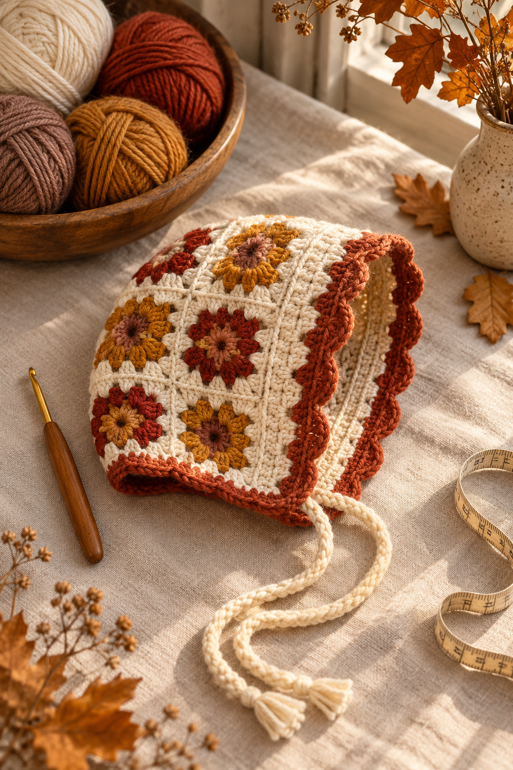crochet bonnet idea 9: crochet long-point lost-boy bonnet hat