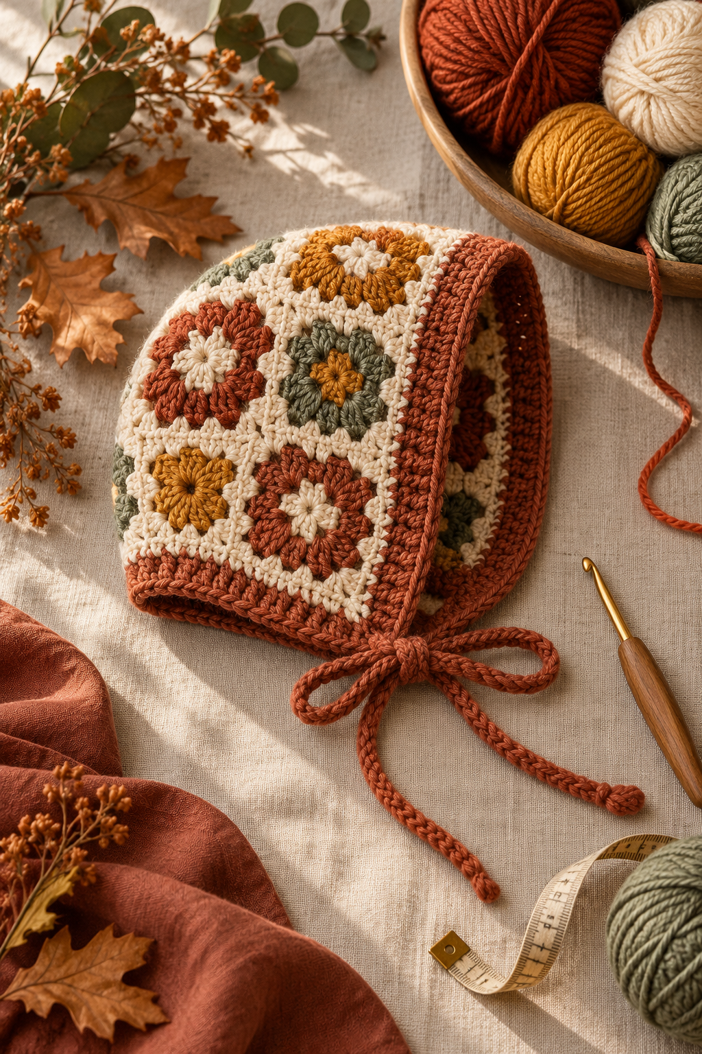 crochet bonnet idea 10: crochet ribbed tie-front balaclava bonnet