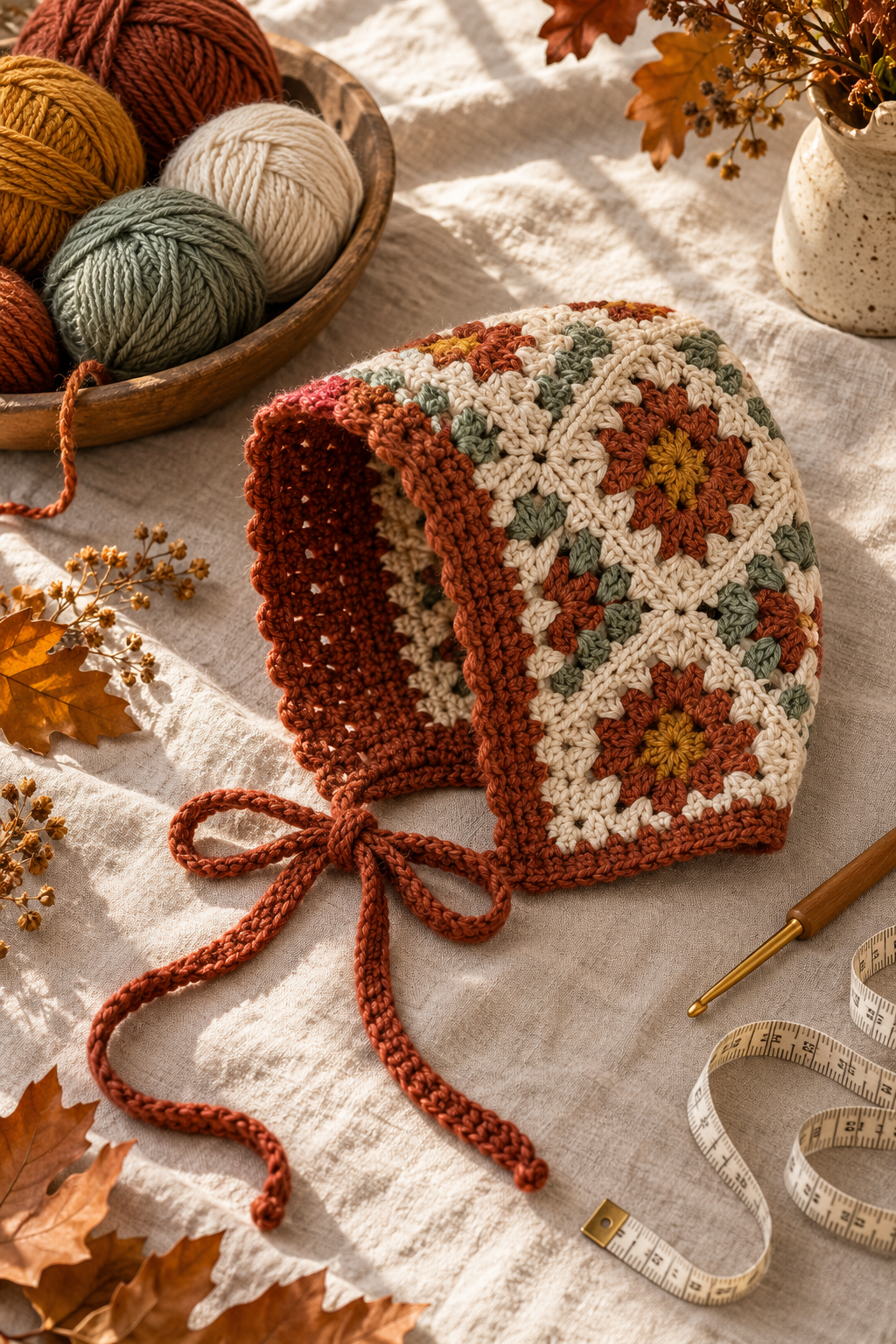 crochet bonnet idea 13: crochet ruffle-edge fashion bonnet