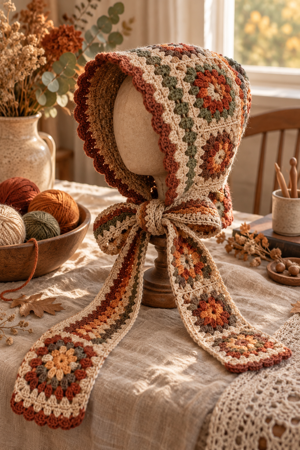 crochet bonnet ideas: Long-bow hood bonnet