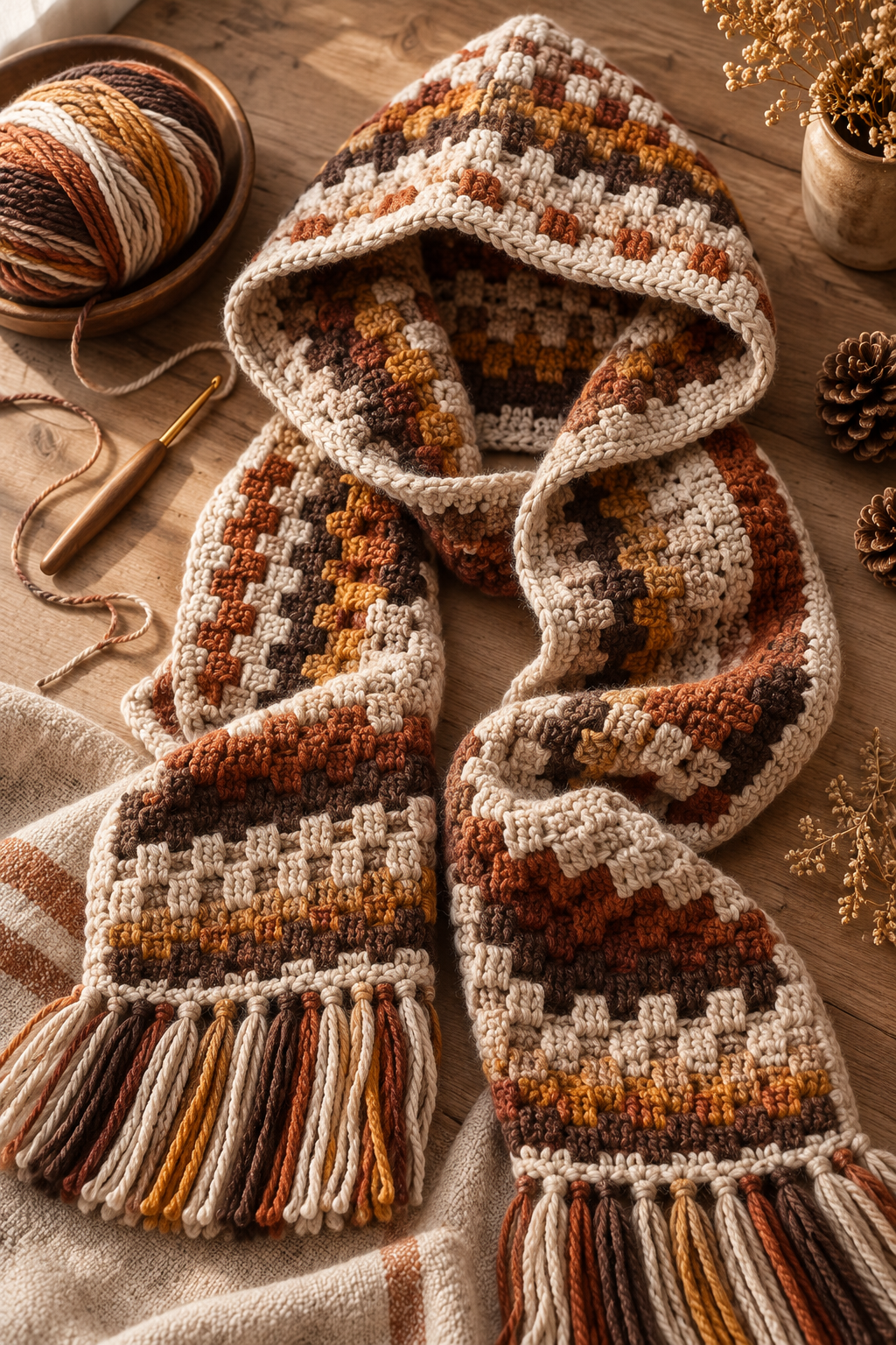 2. Pixel Texture Hood Scarf: planning and fit notes