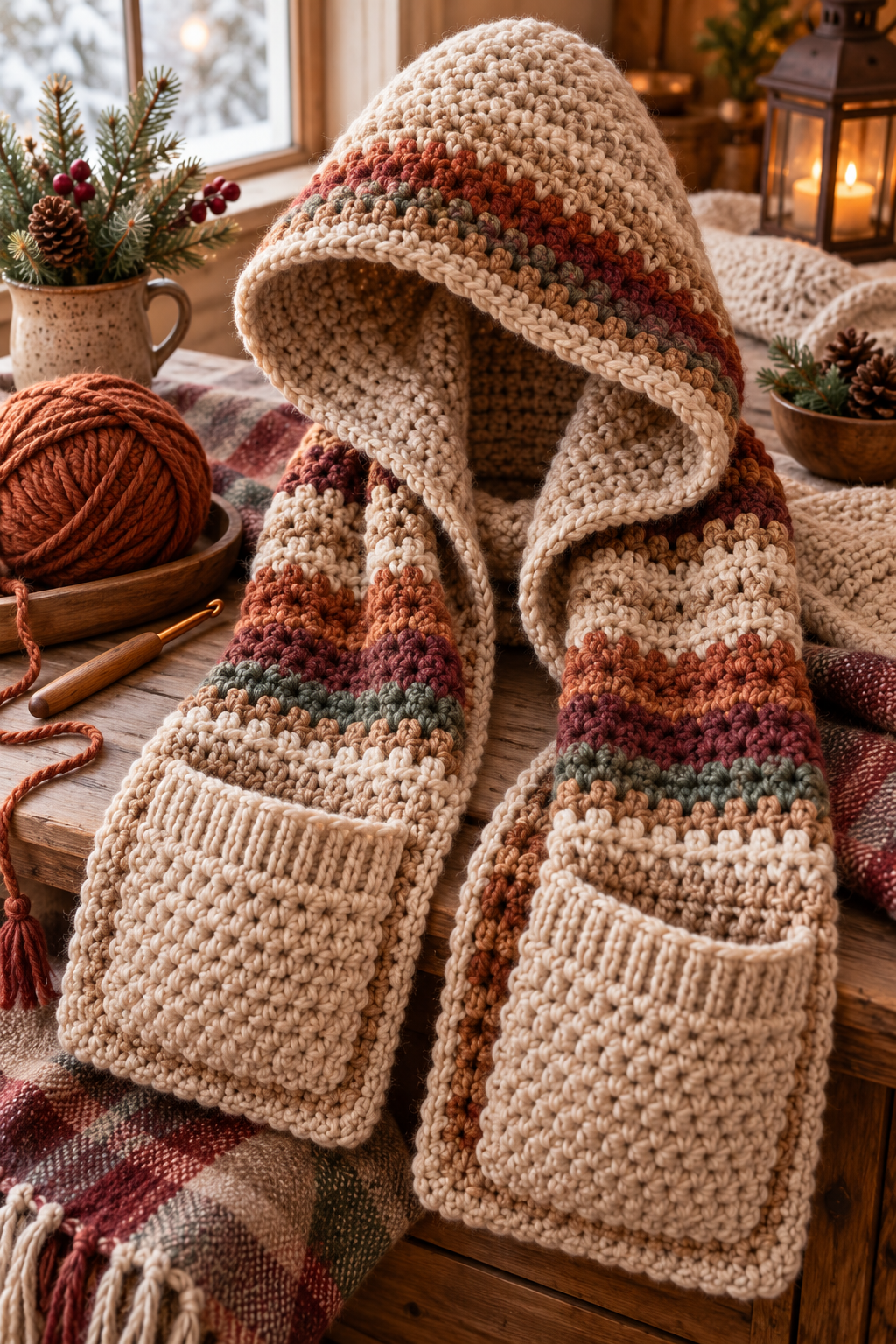 12. Rounded Crown Pocket Hood Scarf: planning and fit notes