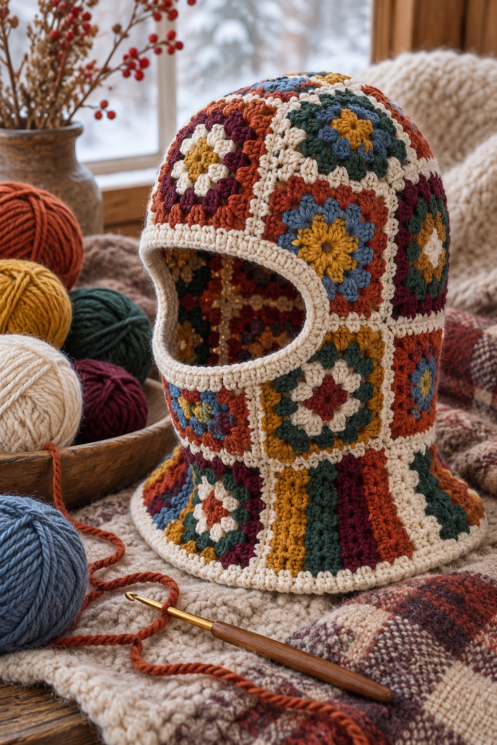 16. Patchwork Granny-Square Balaclava: planning and fit notes