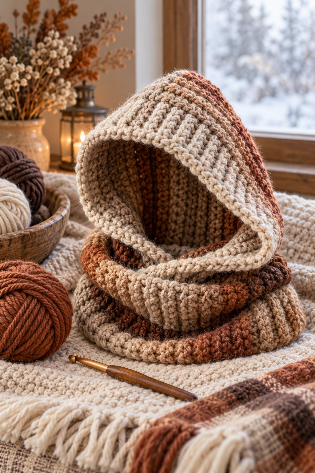 18. Fold-Down Bulky Hooded Cowl: planning and fit notes