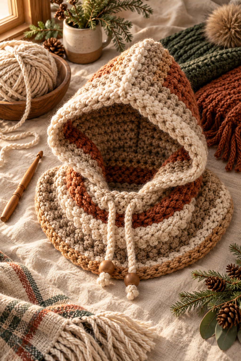 19. Adjustable Everyday Hooded Cowl: planning and fit notes