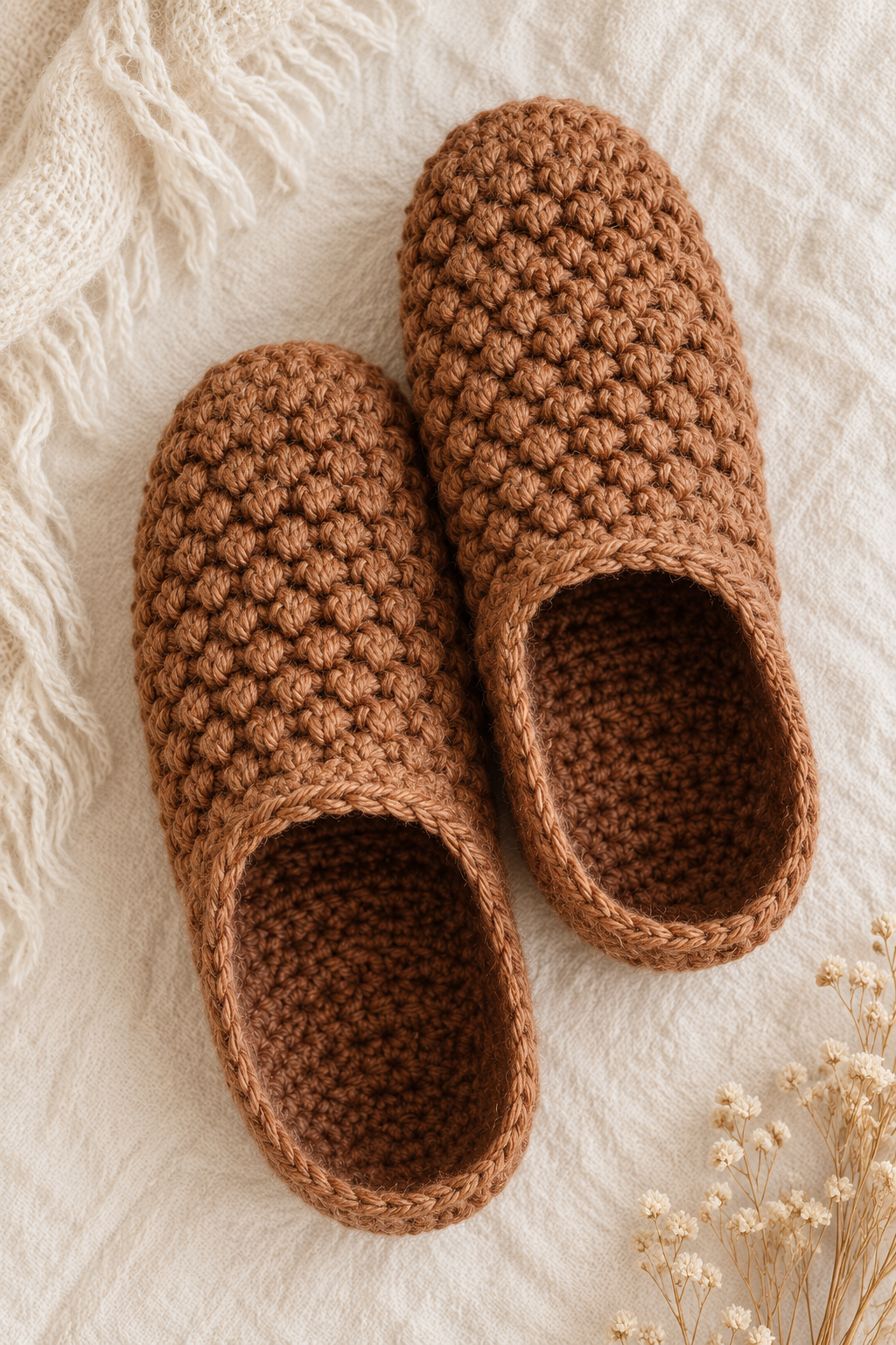 Adult crochet slipper pattern gauge and toe planning