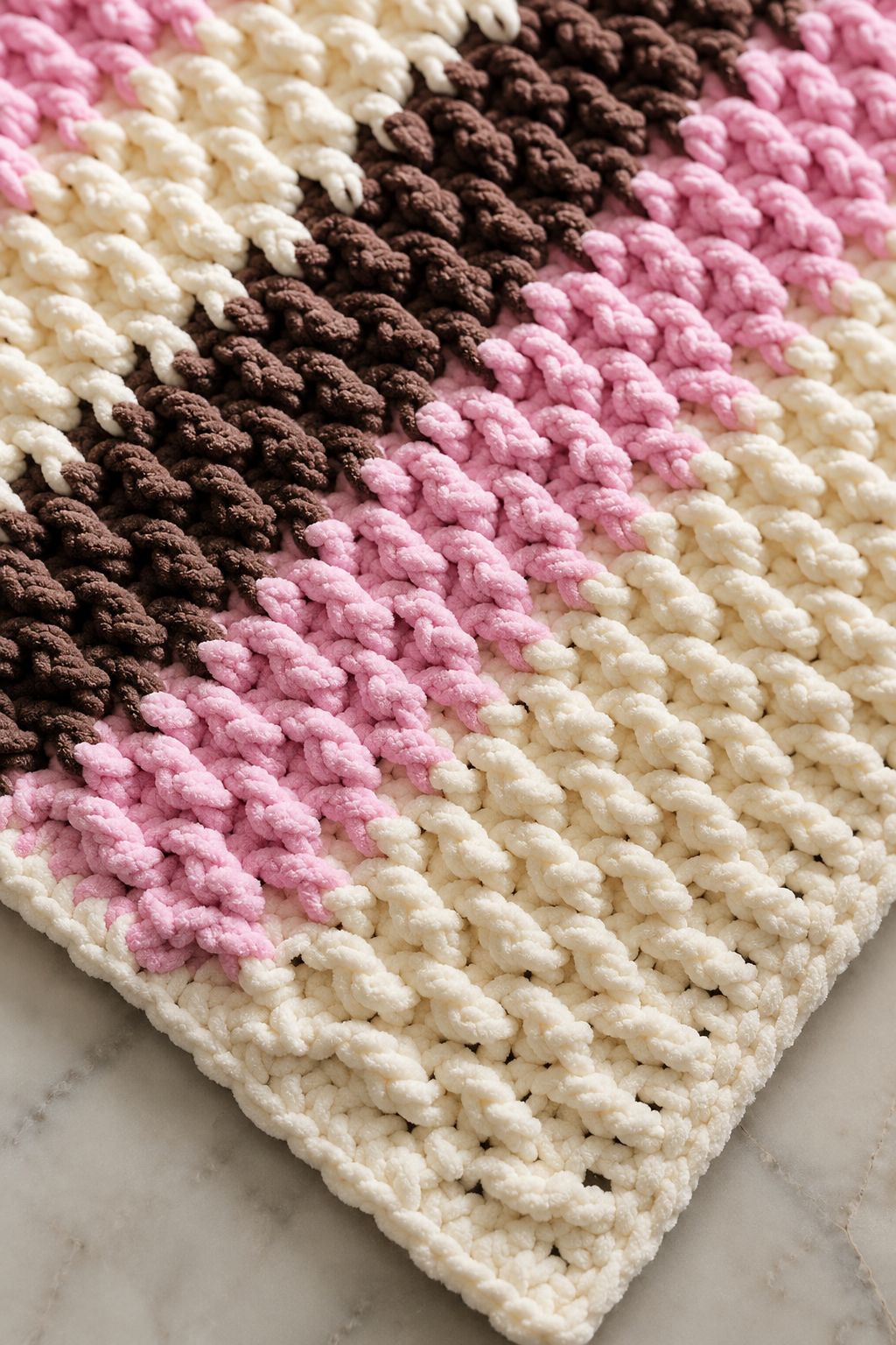 Alpine stitch blanket detail: read the alpine stitch texture