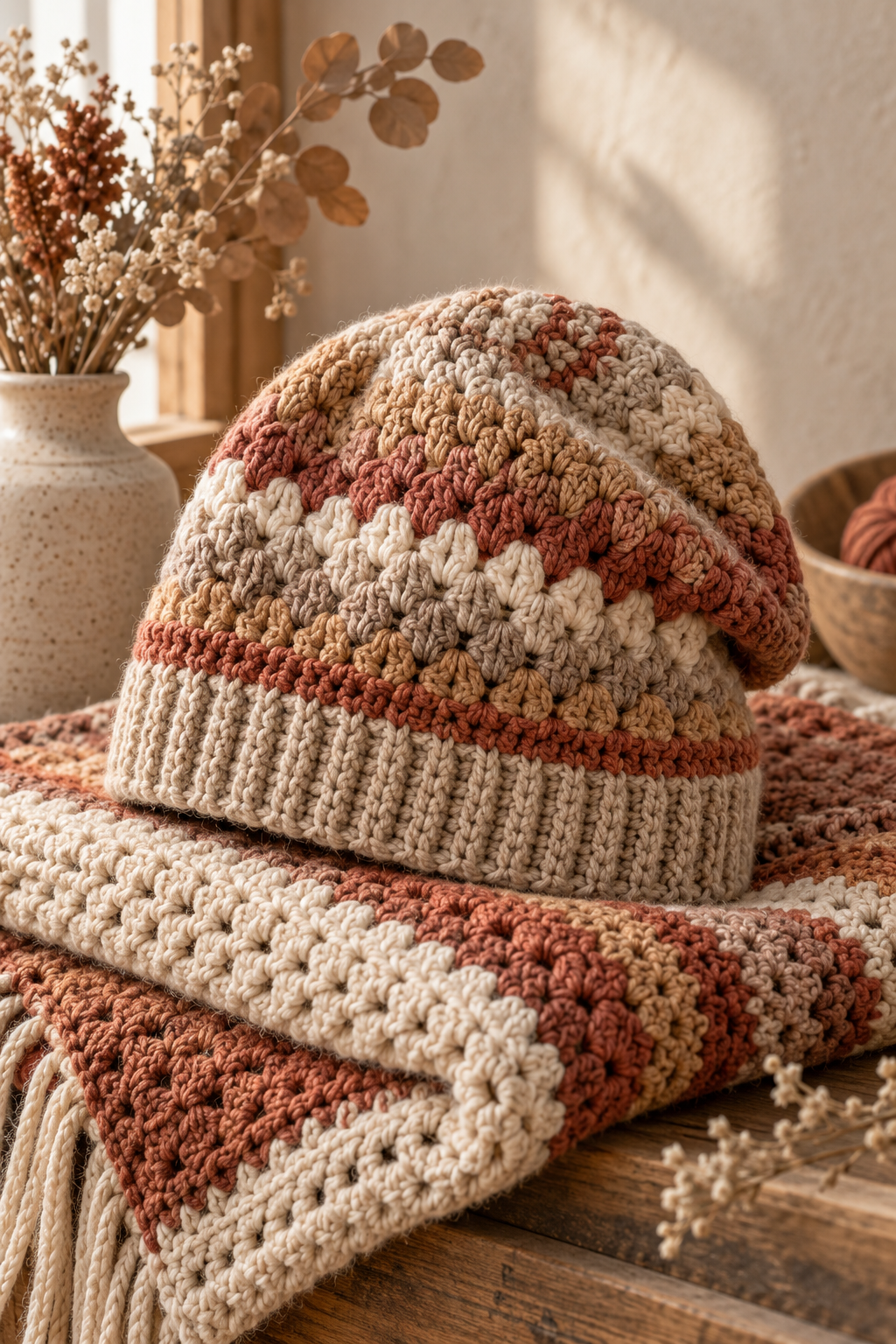 cable slouch hat crochet pattern detail: keep the slouch balanced with the crown