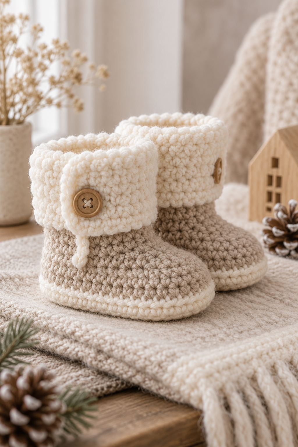 Gift-ready pair with a cozy profile crochet baby snow boots