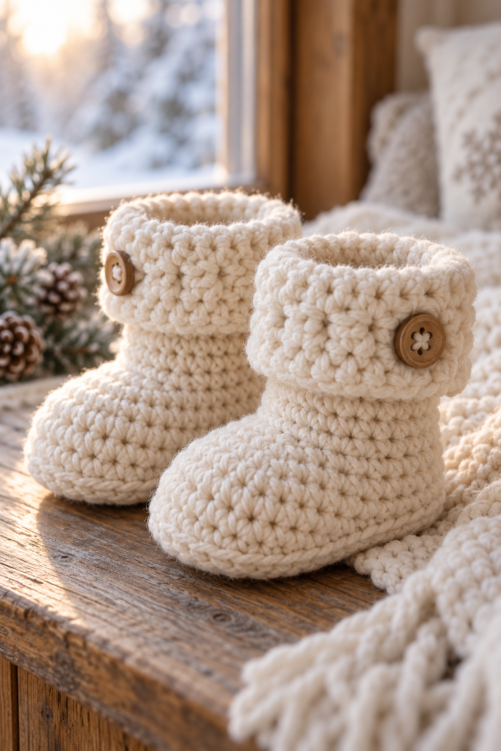 crochet baby snow boots pattern featured