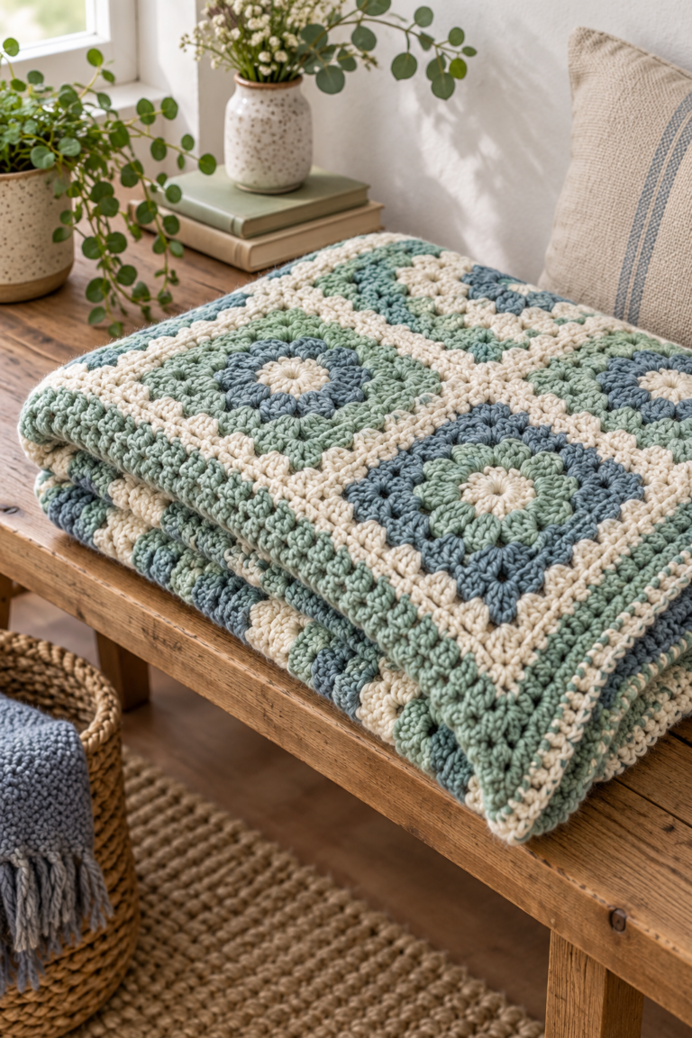 crochet afghan pattern free in a soft sea-inspired palette