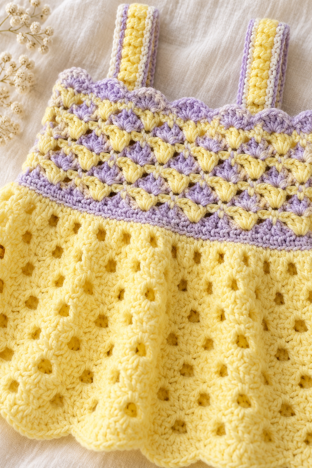 crochet baby dress pattern stitch texture detail