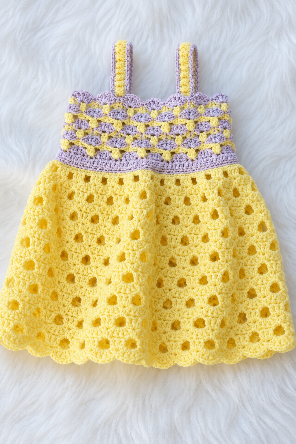 crochet baby dress pattern shaping detail