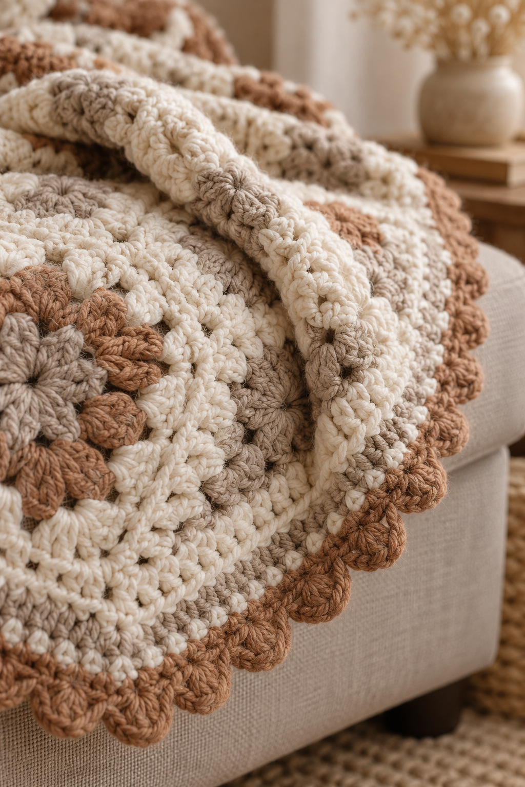 neat border finishing on a crochet blanket with 3 weight yarn