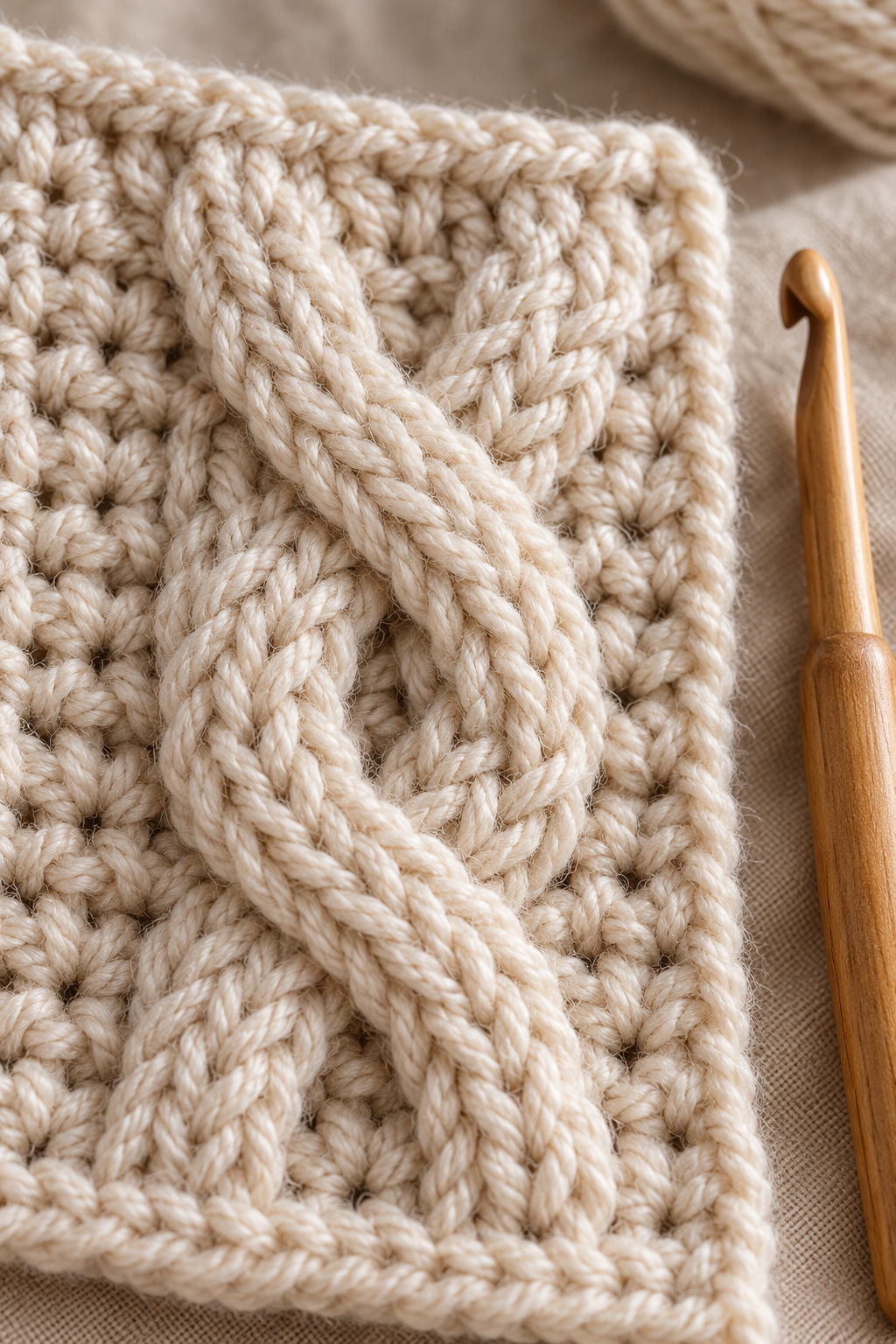 crochet cables crossing swatch