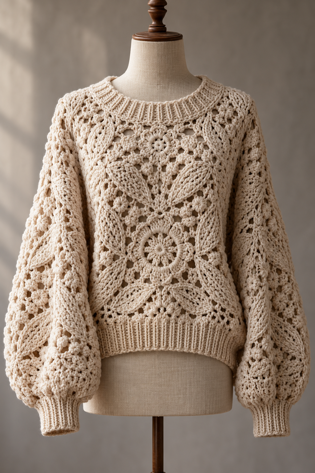 wearable crochet cables pullover texture