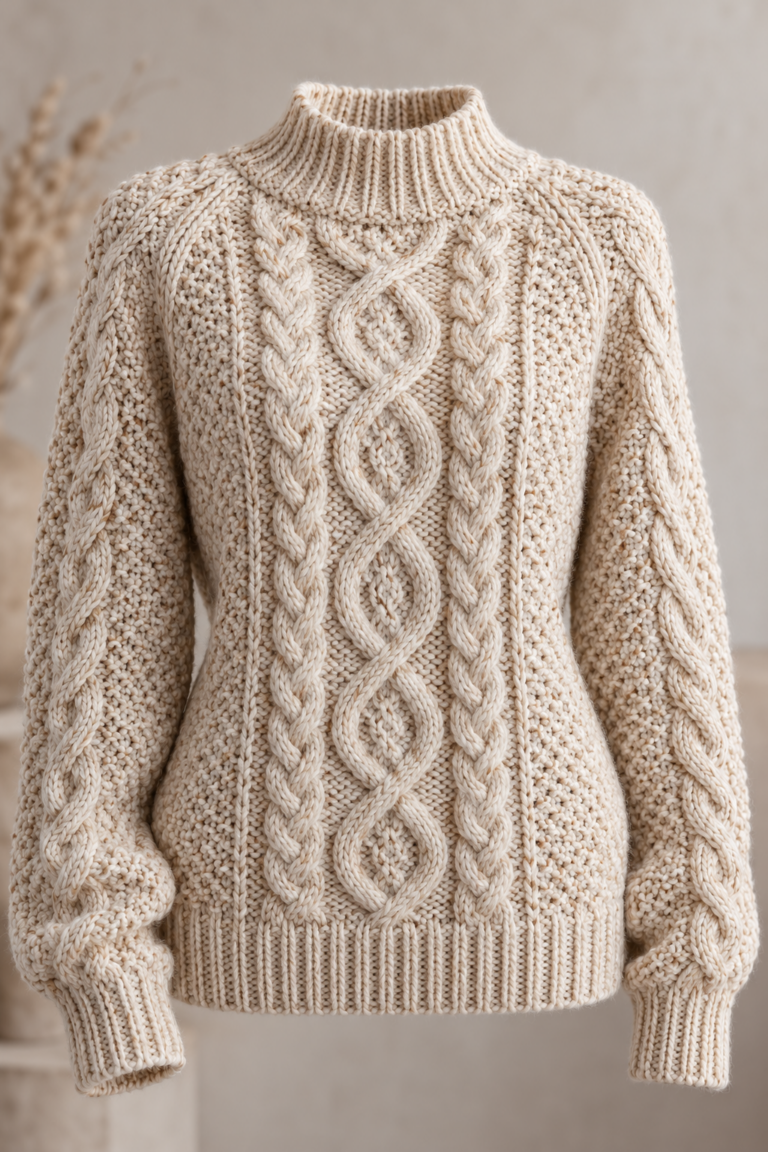 crochet pullover with cable texture