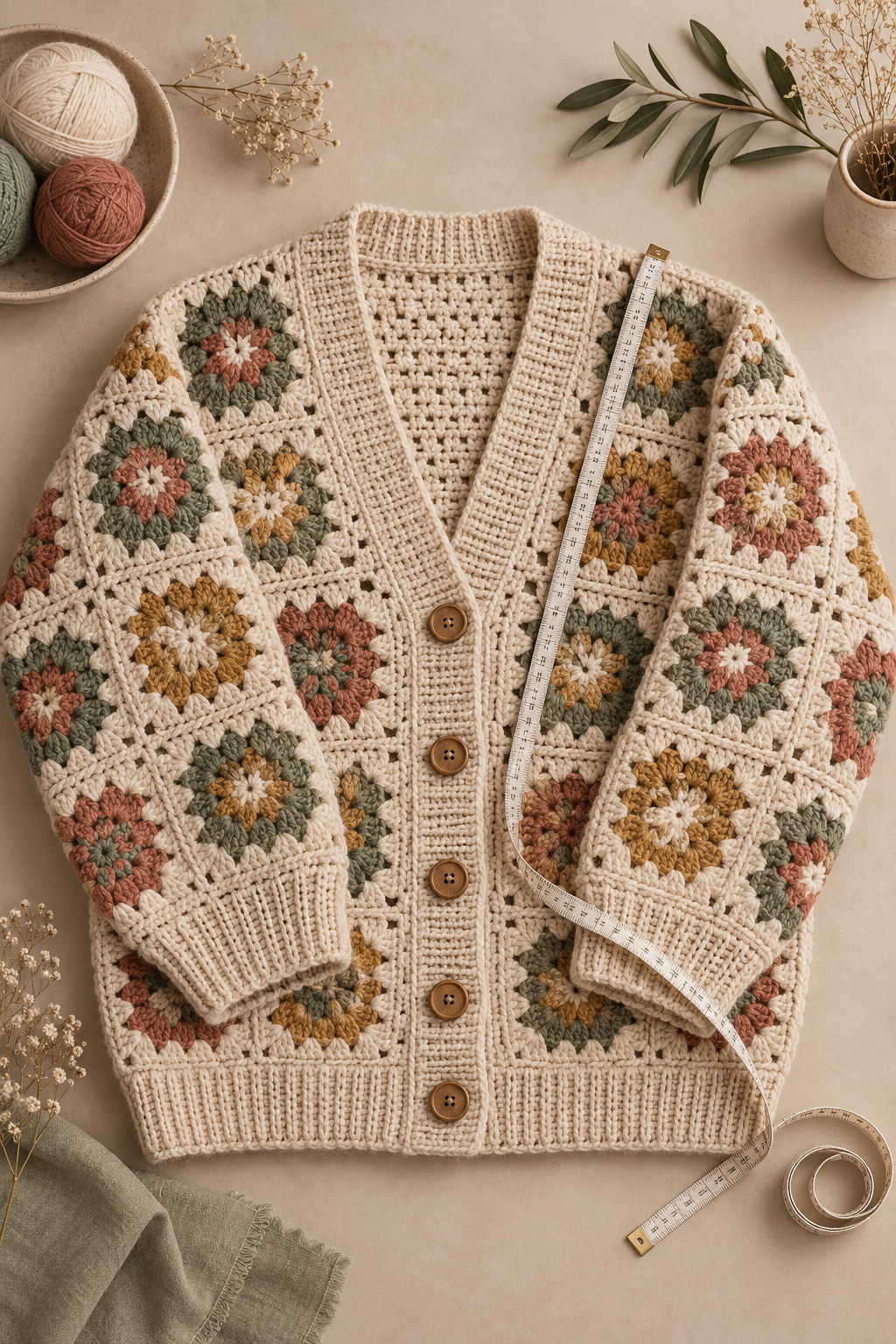 crochet cardigan pattern detail: plan the size and ease