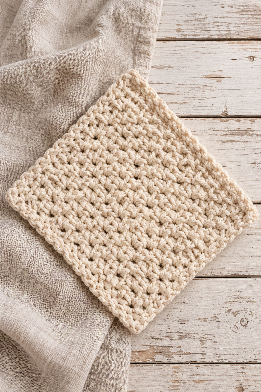 crochet dishcloth with bean-stitch texture