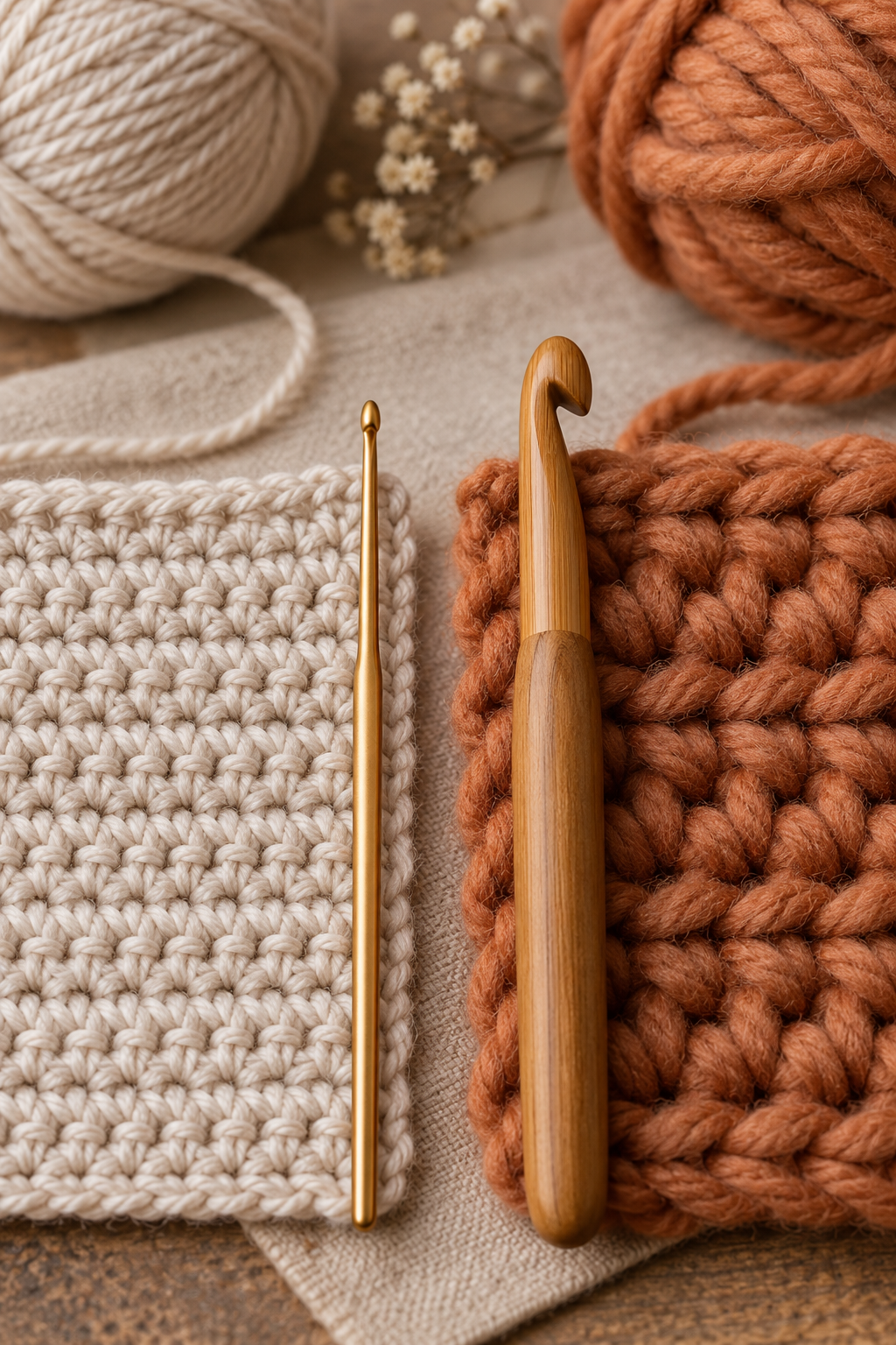 Comparing crochet hook sizes
