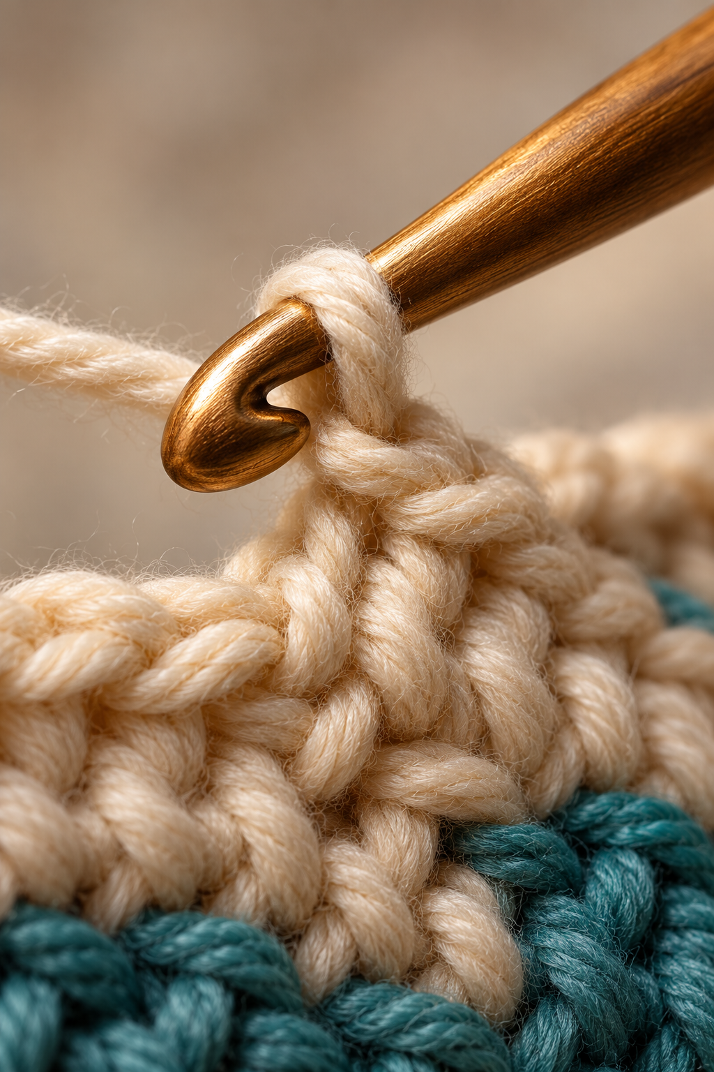 Tapered crochet hook head