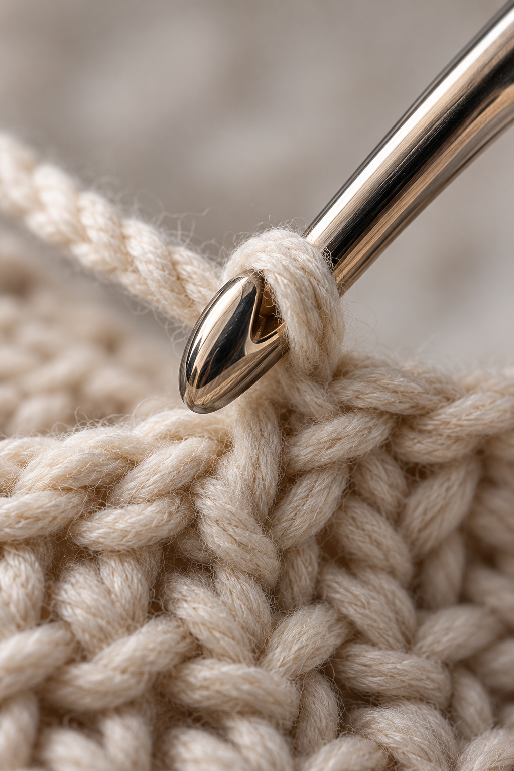 Inline crochet hook head
