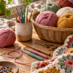 Crochet hooks and yarn for choosing crochet hook sizes