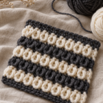 Crochet loop stitch swatch with dimensional texture