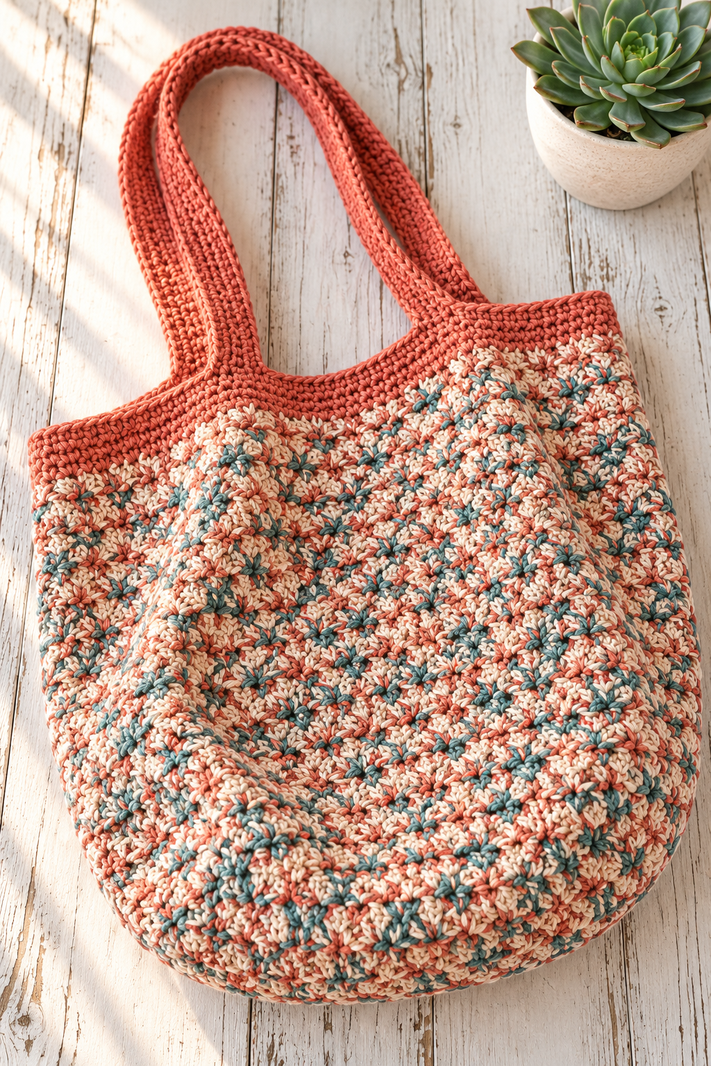 Crochet market bag stitch detail