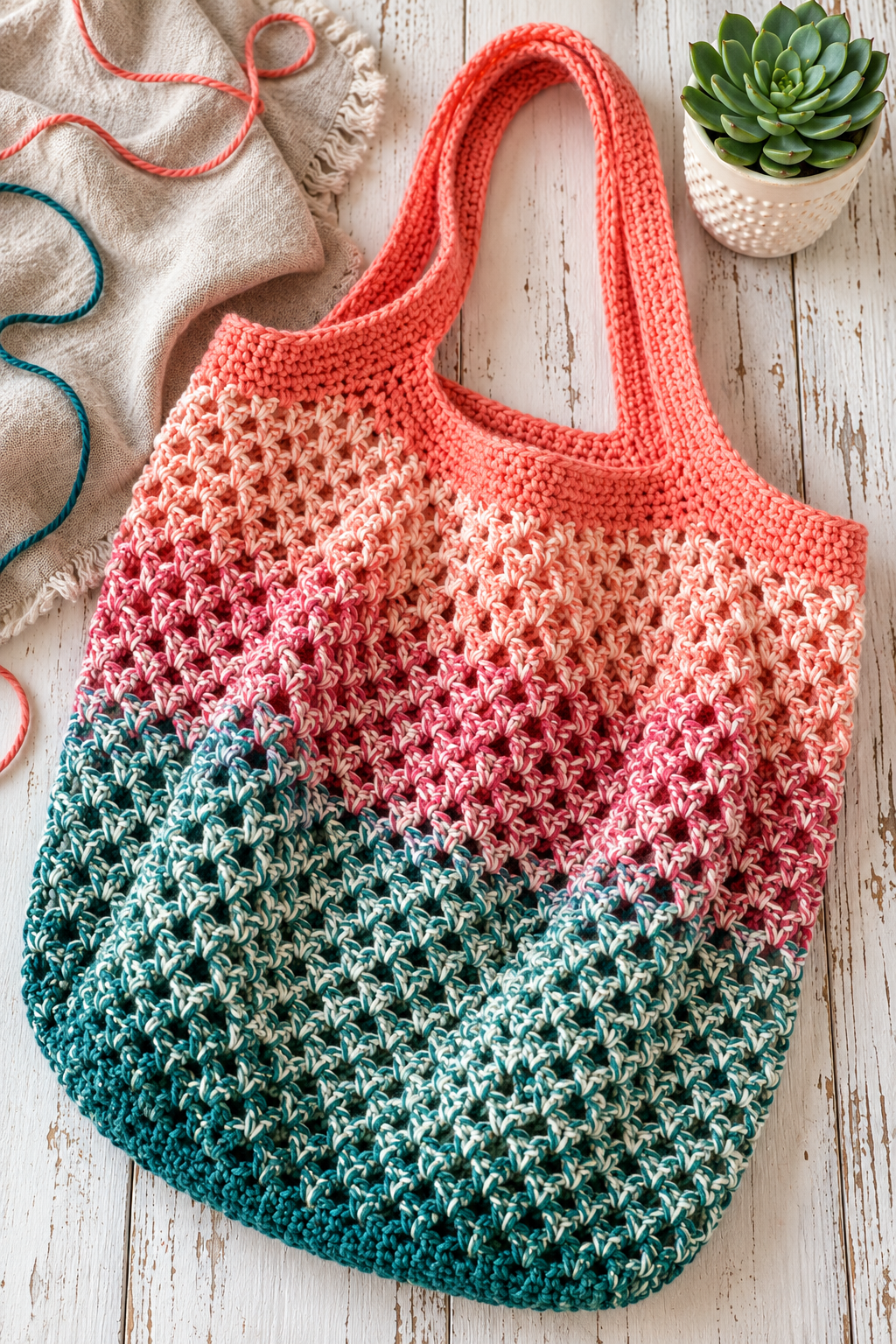 Crochet market bag stitch work