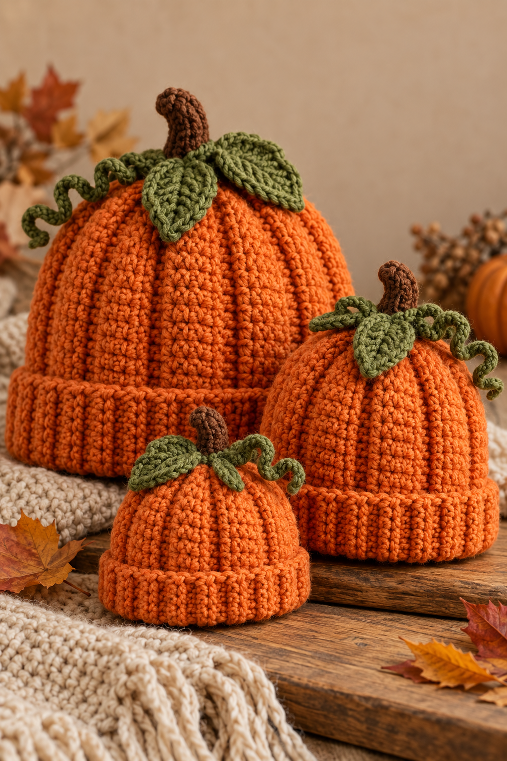 Crochet pumpkin hat pattern family sizing