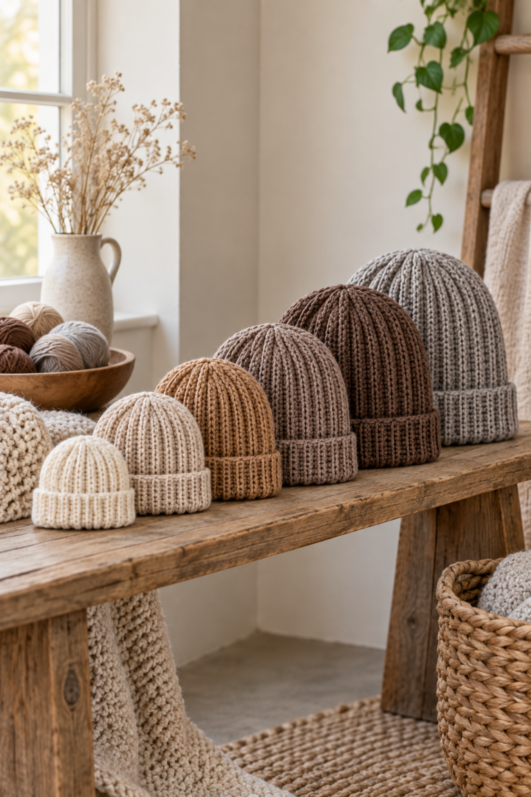 Crochet ribbed beanie in six sizes