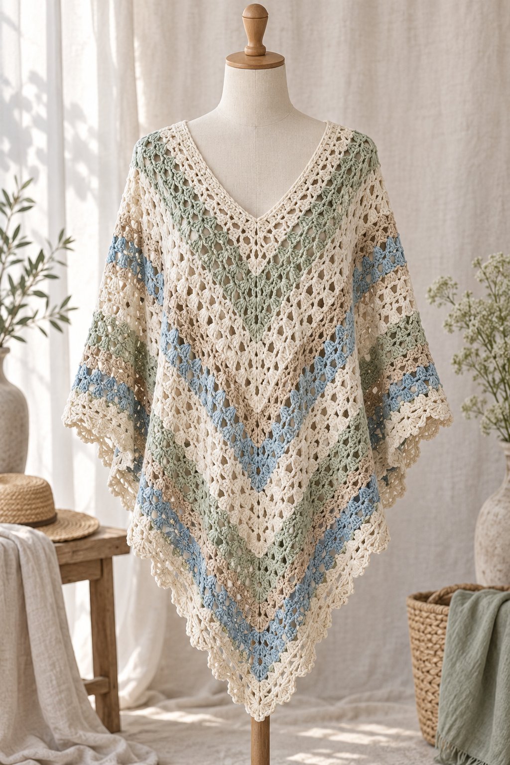 crochet summer poncho balanced drape