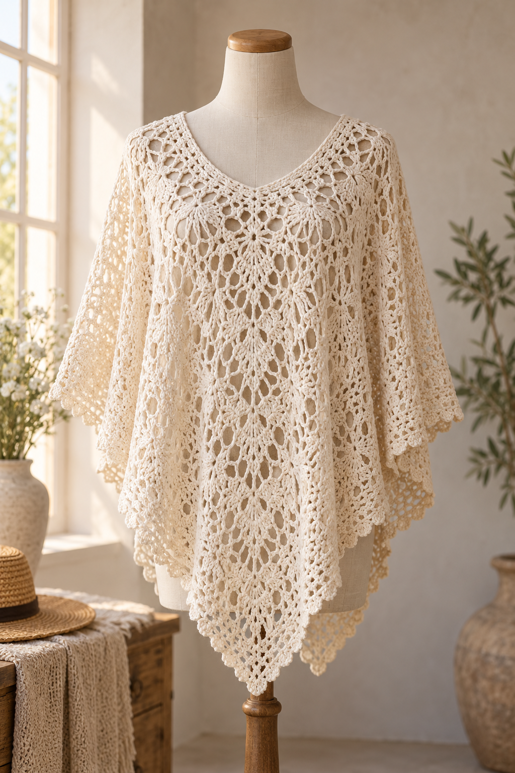 crochet summer poncho lace texture