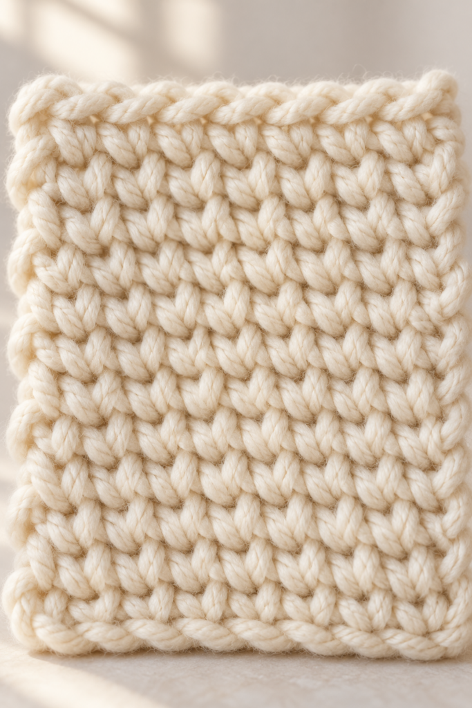 Textured crochet waistcoat stitch swatch