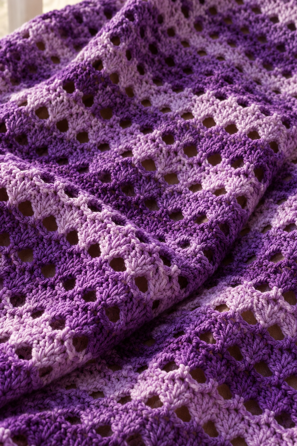 double crochet lace stitch openwork blanket texture