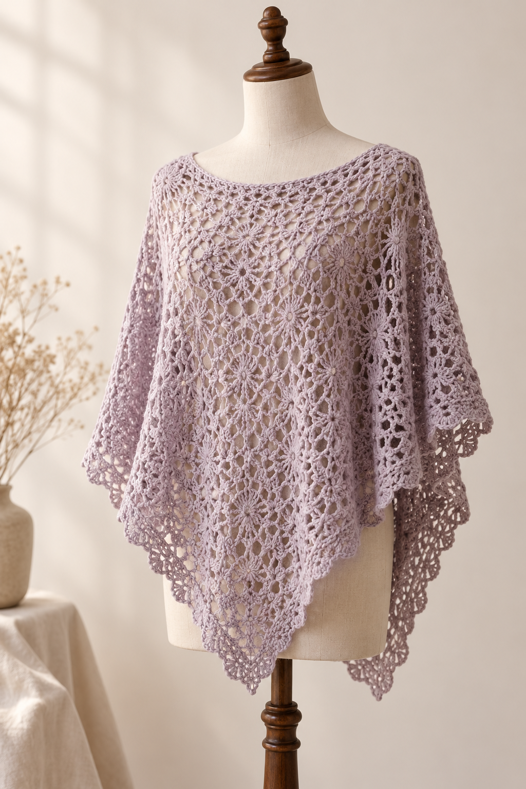 double crochet lace stitch poncho design