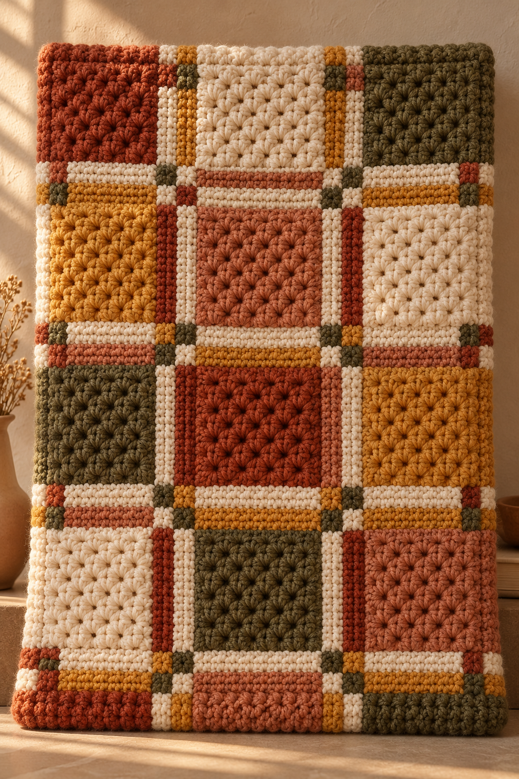 checker plaid crochet stitch detail