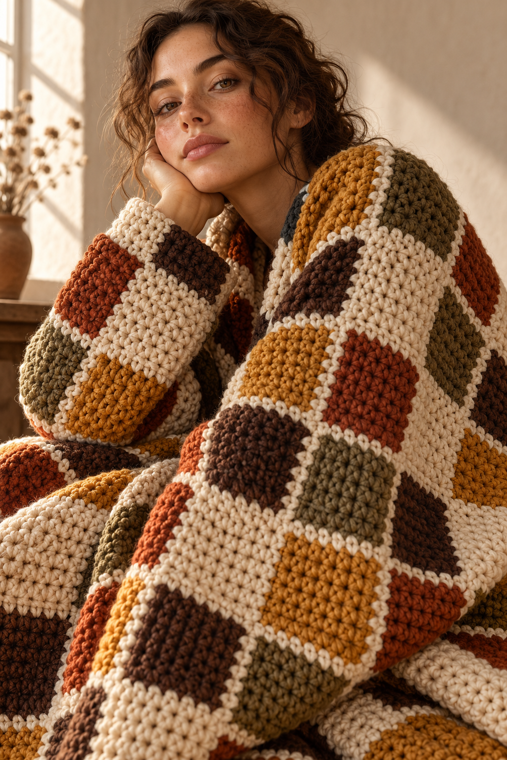 checker plaid crochet stitch detail