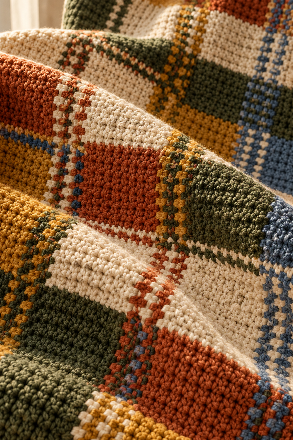 checker plaid crochet stitch detail