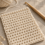 Extended single crochet stitch texture on a cream swatch