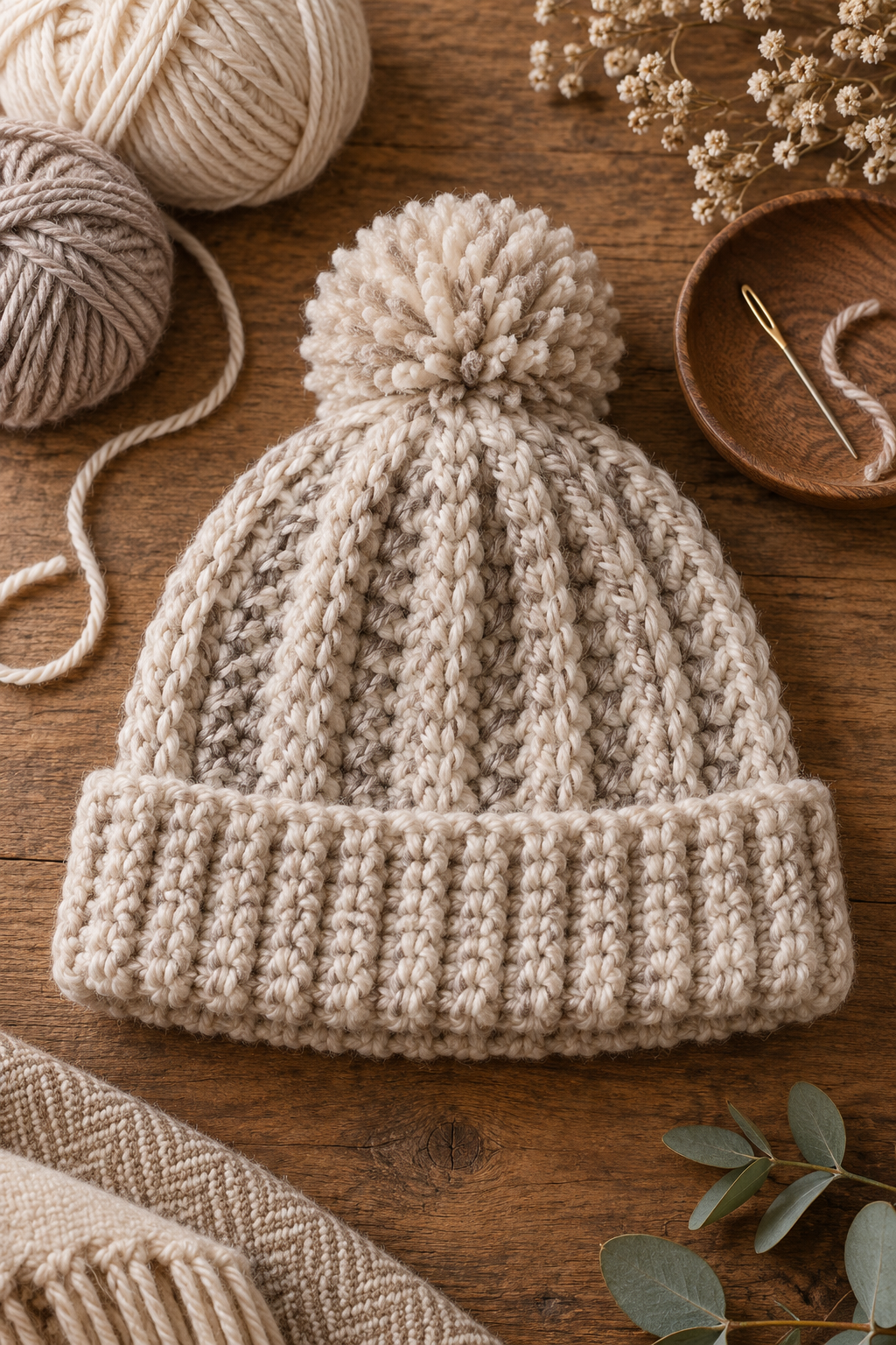 faux knit beanie crochet pattern finishing details