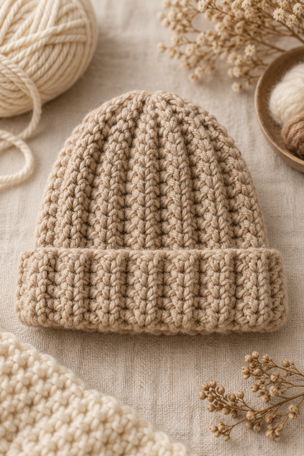 faux knit beanie crochet pattern featured hat
