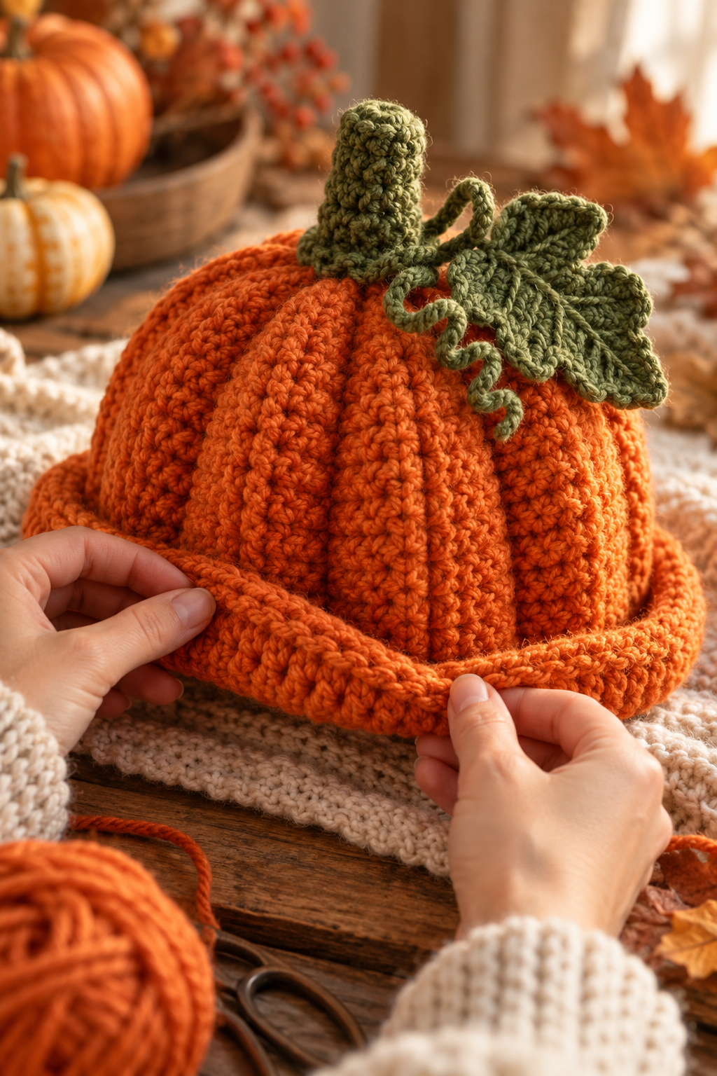 Crochet pumpkin hat pattern idea 2